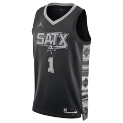 San Antonio Spurs Black & Silver Statement Edition Basketball Jersey (Wembanyama)