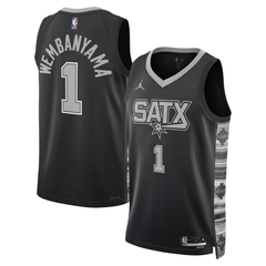 San Antonio Spurs Black & Silver Statement Edition Basketball Jersey (Wembanyama)