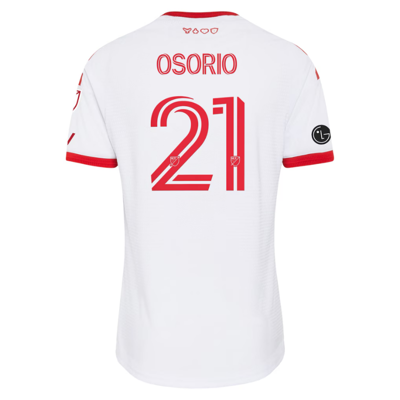 Toronto Style White & Red Linear Stripe Soccer Jersey (Osorio)