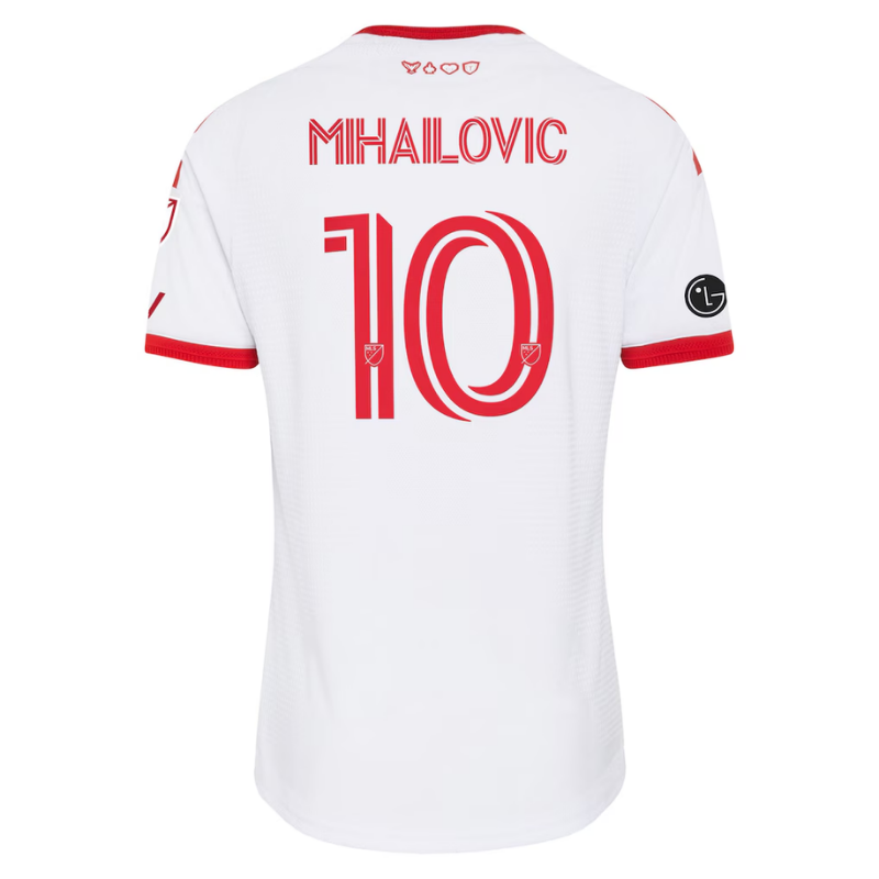 Toronto Style White & Red Striped Soccer Jersey (Mihailovic)