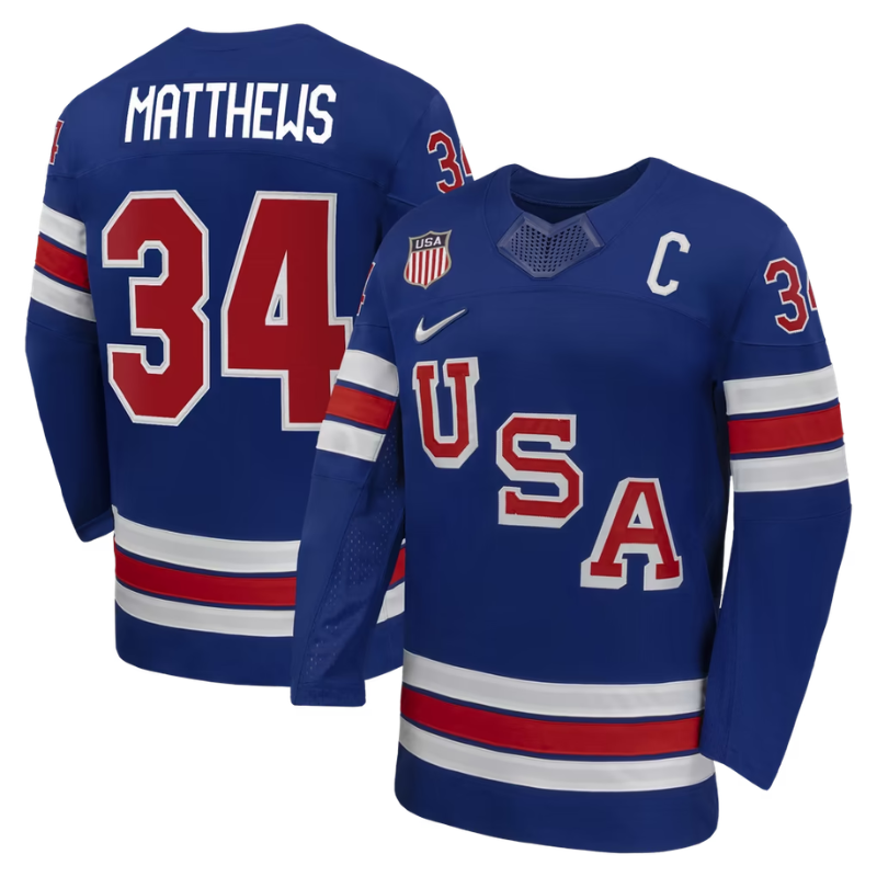 USA Captain Royal Blue Hockey Jersey (MATTHEWS)