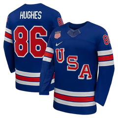 USA Royal Blue Hockey Jersey (HUGHES 86)