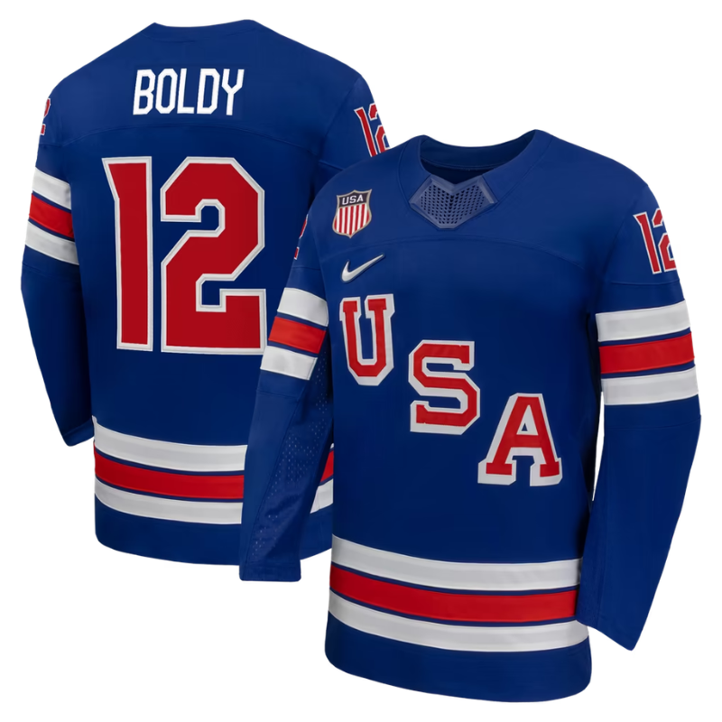USA White, Blue & Red Hockey Jersey (Boldy)