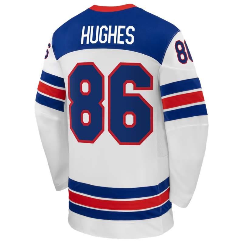 USA White, Blue & Red Hockey Jersey (HUGHES)