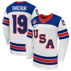USA White, Blue & Red Hockey Jersey (TKACHUK)