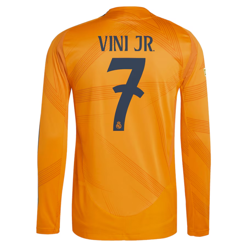Vini Jr. Real Madrid adidas 2024/25 Away Long Sleeve Player Jersey - Orange Adidas
