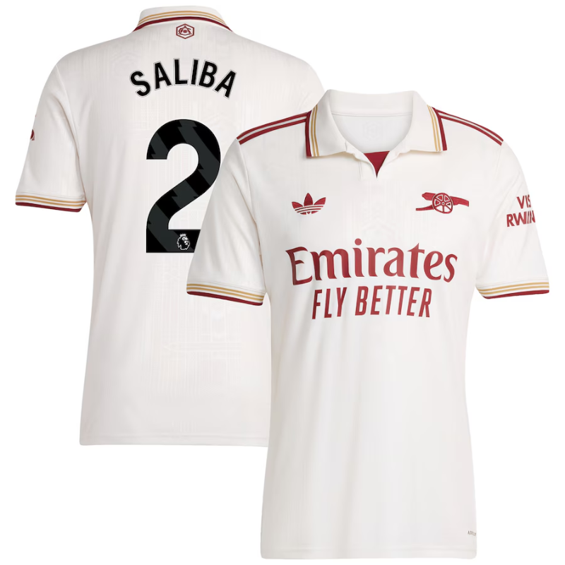 William Saliba Arsenal adidas 2025/26 Third Player Jersey - White Adidas