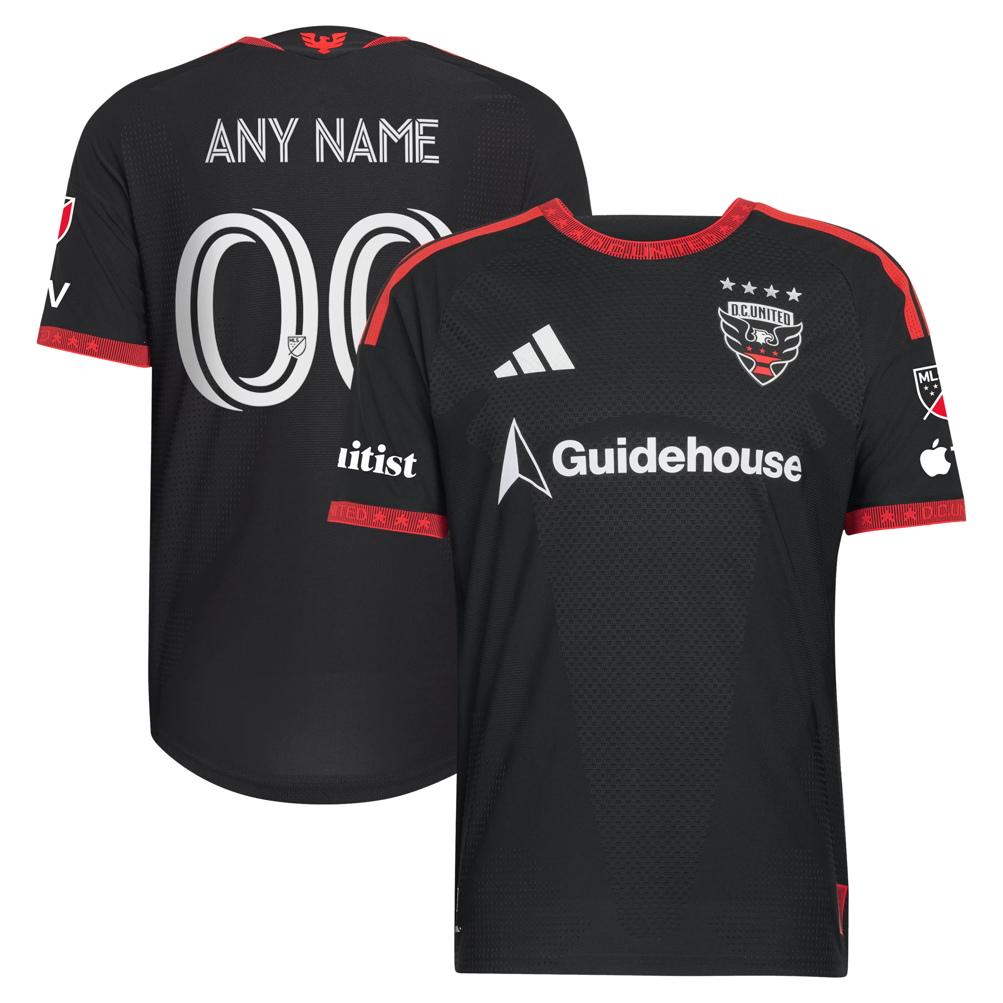 adidas D.C. United 2026 Black-and-Red Authentic Custom Jersey