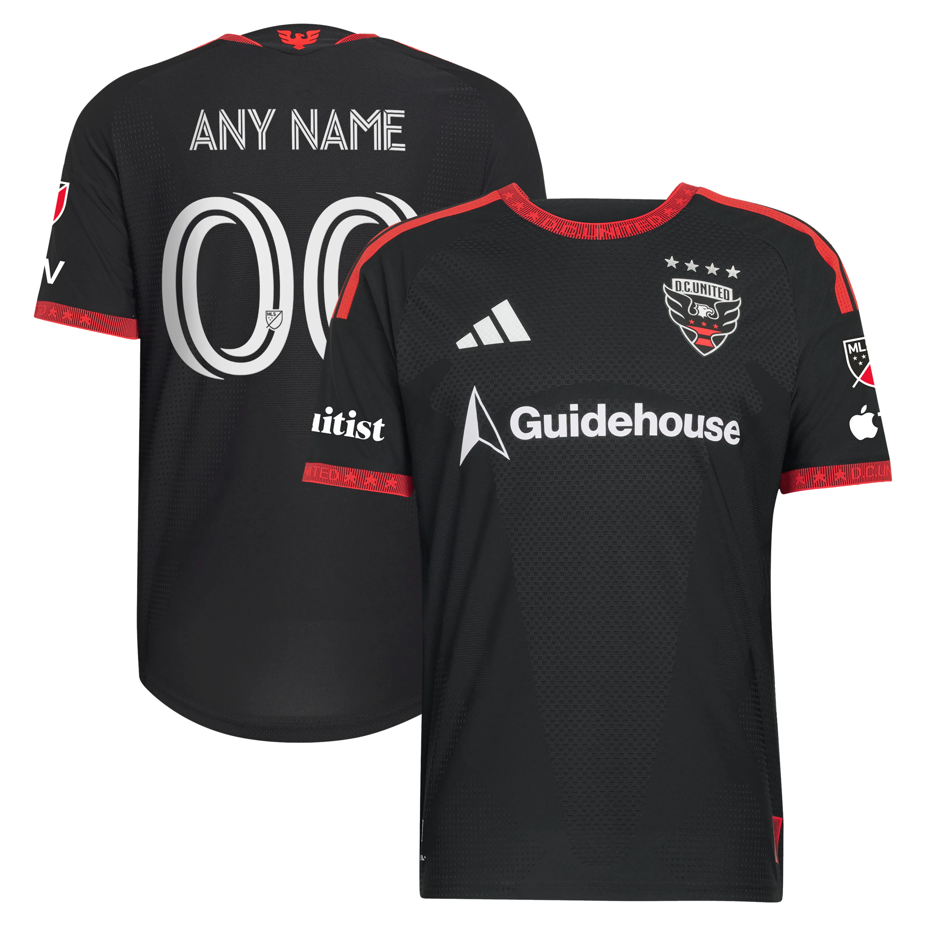 adidas D.C. United 2026 Black-and-Red Authentic Custom Jersey