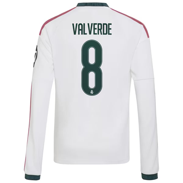 adidas Federico Valverde Real Madrid Youth Home Replica Long Sleeve Jersey