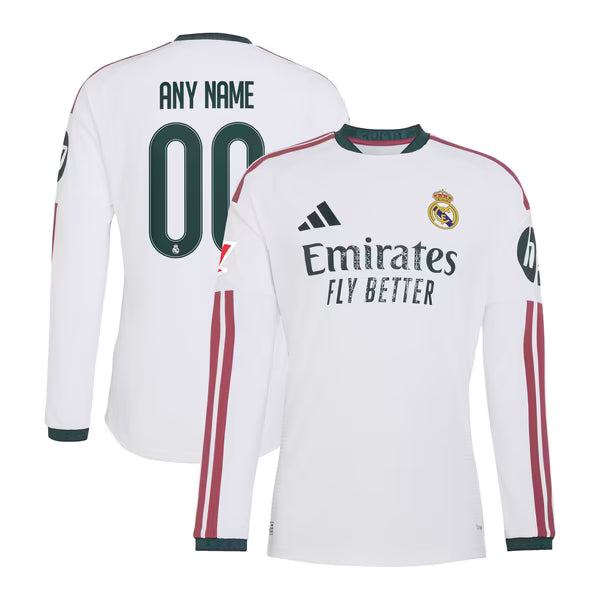 adidas Real Madrid 2026/27 Home Authentic Custom Long Sleeve Jersey