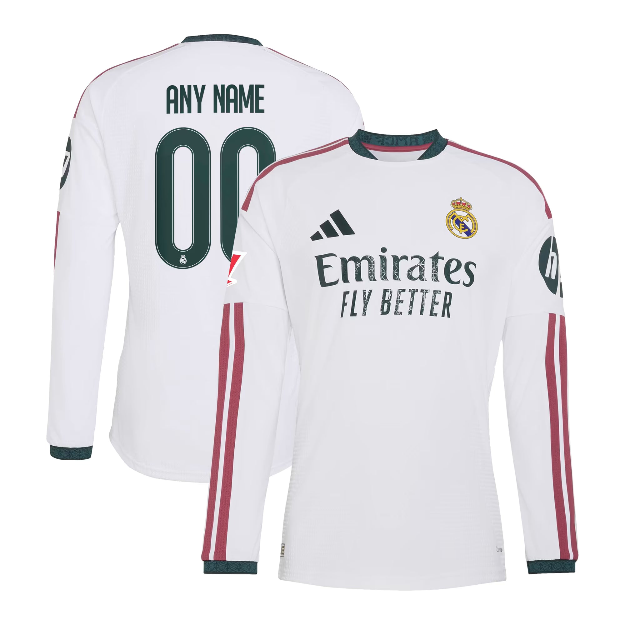 adidas Real Madrid 2026/27 Home Authentic Custom Long Sleeve Jersey