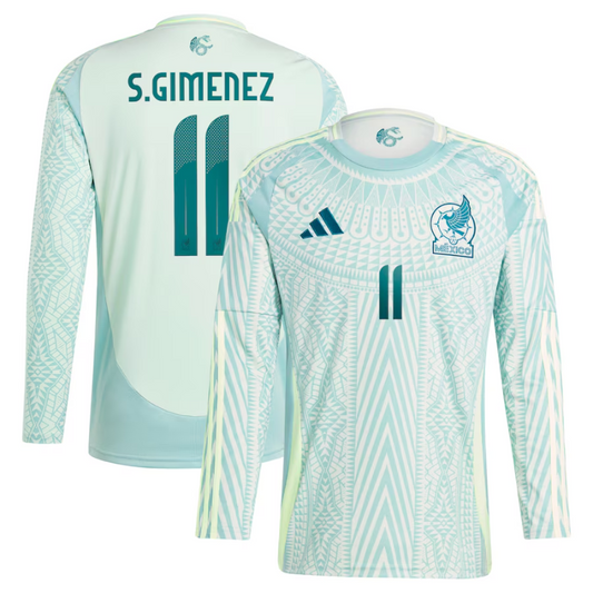 Adidas Santiago Giménez Mexico National Team Green 2024 Away Player Long Sleeve Jersey - Adidas (Copy)