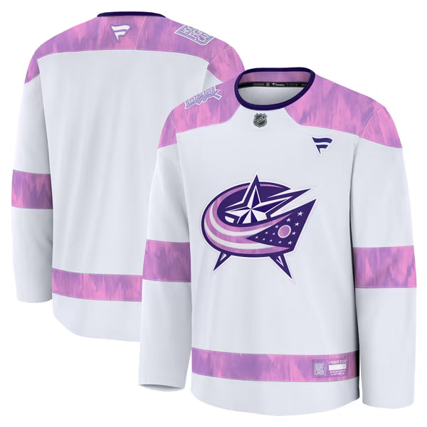 Fanatics Columbus Blue Jackets 2024 Hockey Fights Cancer Practice Jersey