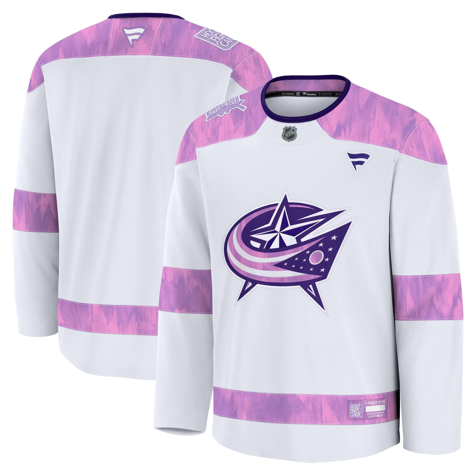 Fanatics Columbus Blue Jackets 2024 Hockey Fights Cancer Practice Jersey