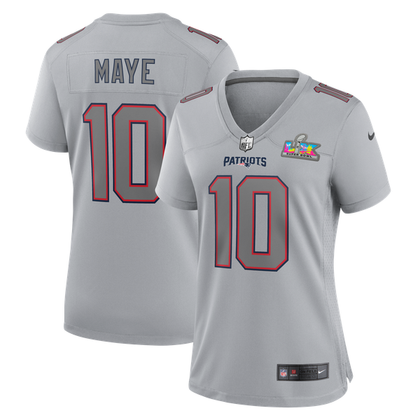 Drake Maye New England Patriots Nike Women's Super Bowl LX Patch Atmosphere Fashion Game Jersey