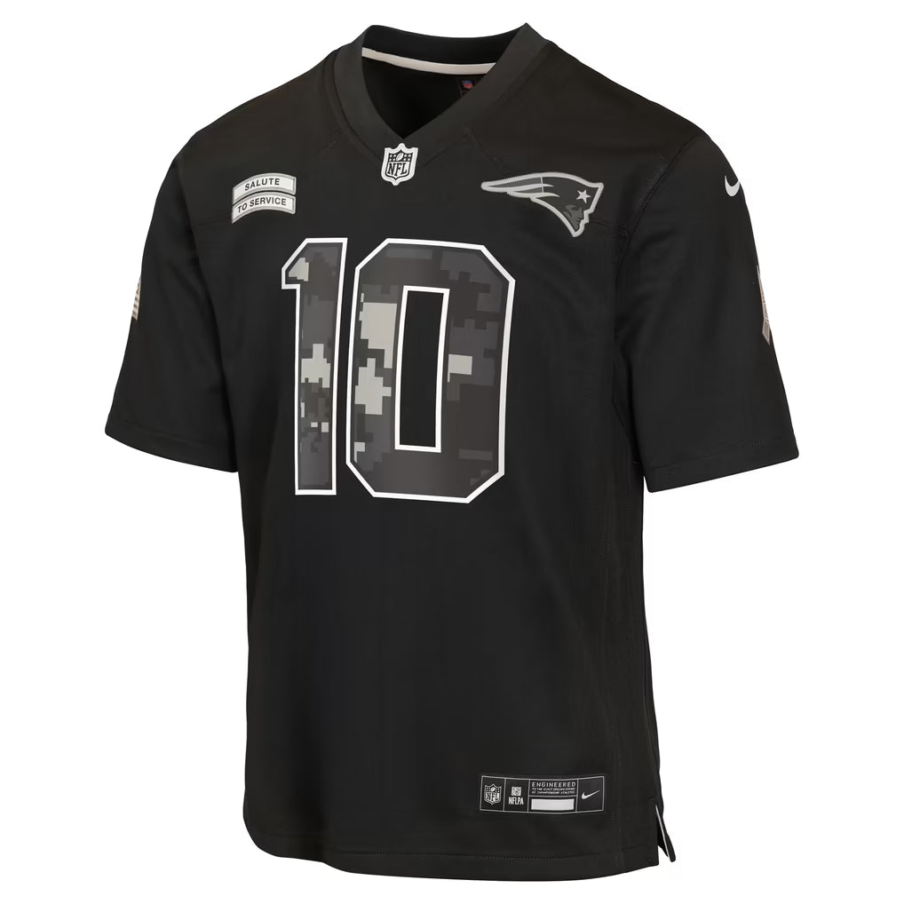 Nike Drake Maye New England Patriots Youth Salute to Service Game Jersey
