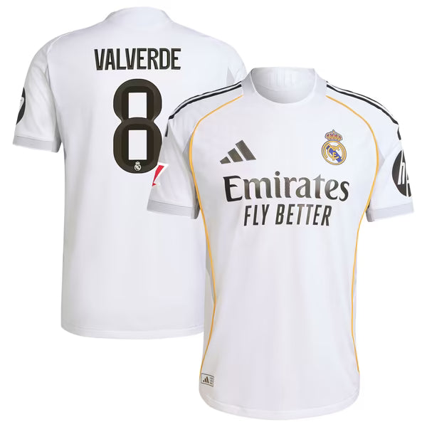 adidas Real Madrid Federico Valverde 2025/26 Home Authentic Jersey