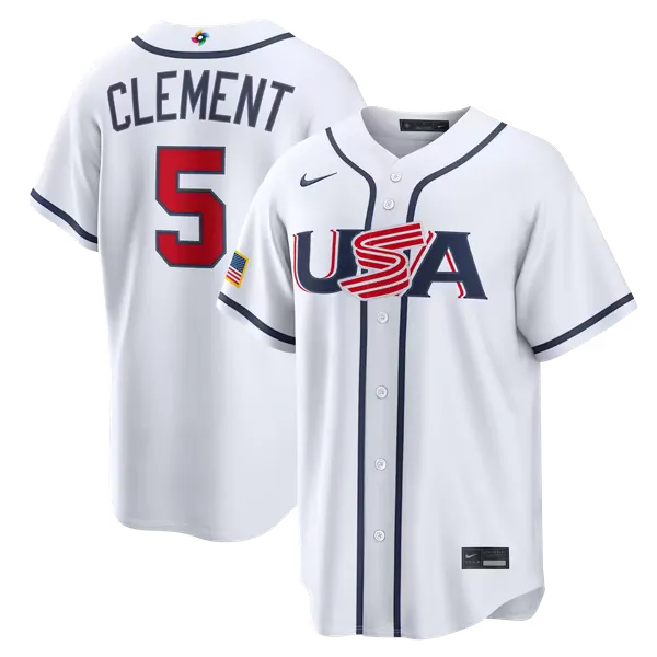 USA Baseball White Stadium Jersey (Ernie Clement)